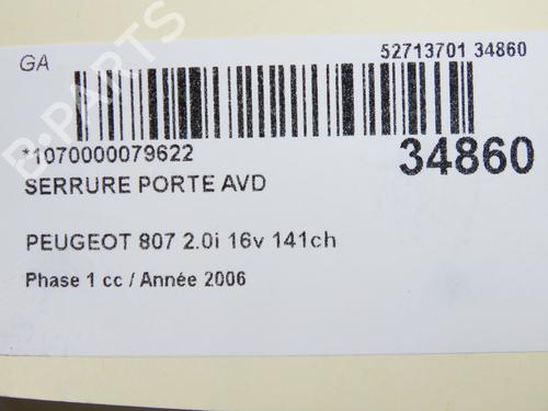 Used Front right lock Front right lock PEUGEOT 807 (EB_) 2.0 16V (140 hp) 34356986 34356986