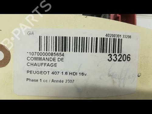 Used Climate control PEUGEOT 407 (6D_) 2.0 HDi 135 (6DRHRH, 6DRHRE, 6DRHRG, 6DRHRJ) (136 hp) 9596486