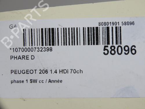 Right headlight PEUGEOT 206 SW (2E/K) 1.4 HDi | BP36310632C29  - Image 6