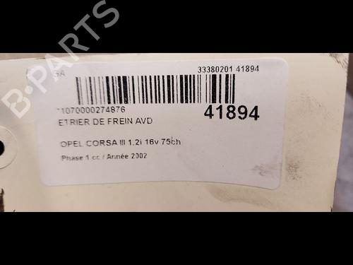 Used Right front brake caliper OPEL CORSA C (X01) 1.2 (F08, F68) (75 hp) 14877530