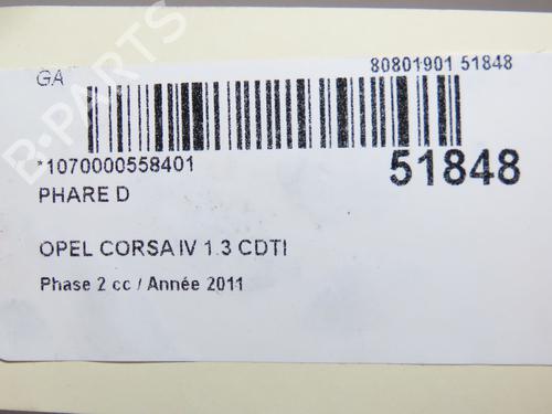 Right headlight OPEL CORSA D (S07) 1.3 CDTI (L08, L68) | BP26383753C29