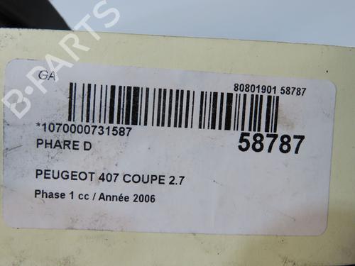 Used Right headlight Right headlight PEUGEOT 407 Coupe (6C_) 2.7 HDi (204 hp) 35887763 35887763