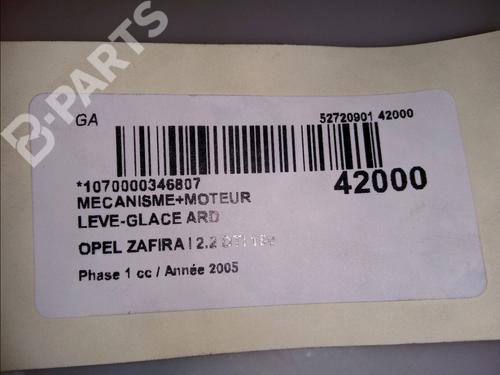 Rear right window mechanism OPEL ZAFIRA A MPV (T98) 2.2 DTI 16V (F75) | BP11103143C25 