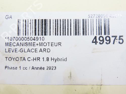 Used Rear right window mechanism TOYOTA C-HR (_X1_) 1.8 Hybrid (ZYX10_, ZYX11_, ZYX10R, ZYX11R) (122 hp) 28831789