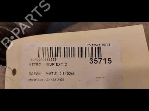 Used Right mirror DAEWOO MATIZ (M100, M150) 0.8 (52 hp) 23176216