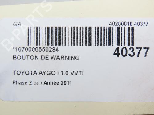 Used Warning switch Warning switch TOYOTA AYGO (_B1_) 1.0 (KGB10_, KGB10R) (68 hp) 19249777 19249777