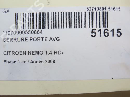 Front left lock CITROËN NEMO Box Body/MPV (AA_) 1.4 HDi | BP28831644C98