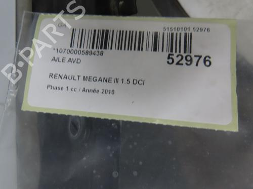 Right front fenders RENAULT MEGANE III Hatchback (BZ0/1_, B3_) 1.5 dCi | BP28968301C42 