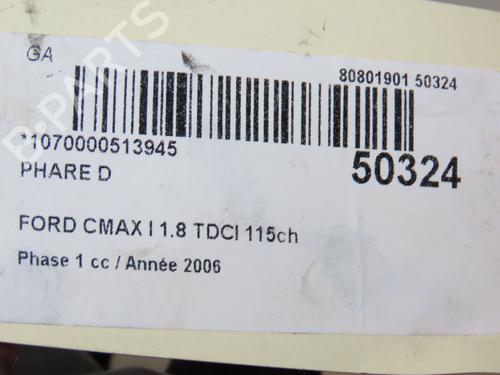 Used Right headlight FORD FOCUS C-MAX (DM2) 1.8 TDCi (115 hp) 18967987