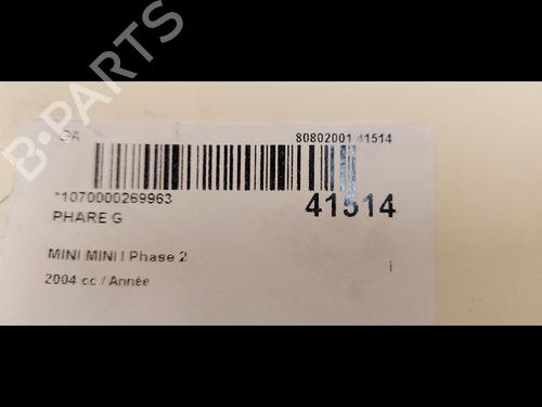 Used Left headlight MINI MINI (R50, R53) One (90 hp) 9612590