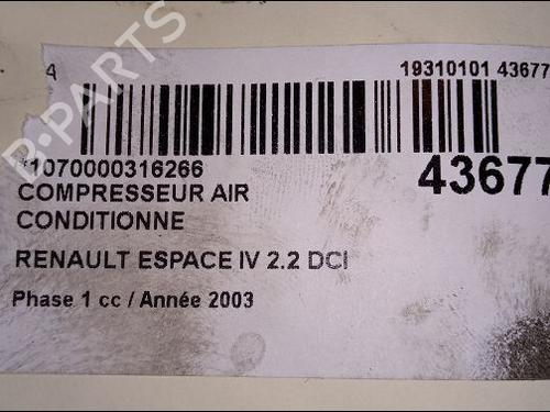 Used AC compressor AC compressor RENAULT ESPACE IV (JK0/1_) 2.2 dCi (JK0H) (150 hp) 9638786 9638786