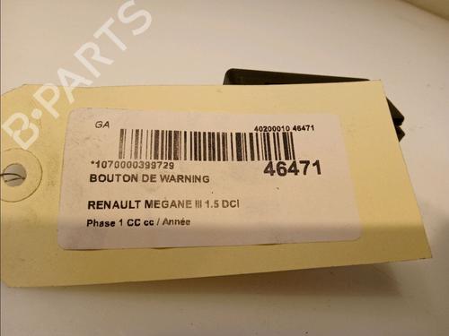 Used Warning switch Warning switch RENAULT MEGANE III Hatchback (BZ0/1_, B3_) 1.5 dCi (86 hp) 11343163 11343163