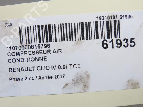 Used AC compressor AC compressor RENAULT CLIO IV (BH_) 0.9 TCe 90 (BHNF, BHMA, BHMH, BHJK, BHJR) (90 hp) 40110628 40110628