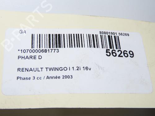 Used Right headlight Right headlight RENAULT TWINGO I (C06_) 1.2 16V (C06C, C06D, C06K) (75 hp) 31692778 31692778