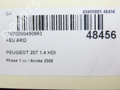 Used Right taillight PEUGEOT 207 (WA_, WC_) 1.4 HDi (68 hp) 28969524