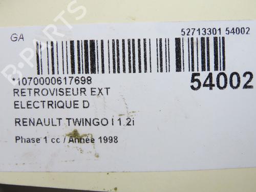 Retrovisor direito RENAULT TWINGO I (C06_) 1.2 (C066, C068) (58 hp) 31179734