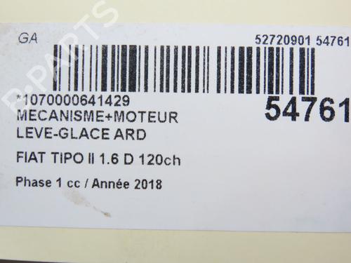 Rudehejsemekanisme Højre bagtil FIAT TIPO Hatchback (356_, 357_) 1.6 D (356HXG1B, 356HXG11) (120 hp) 30522348