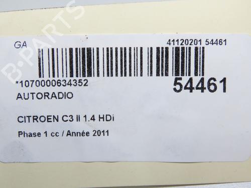 Radio CITROËN C3 II (SC_) 1.4 HDi 70 (SC8HZC, SC8HR0, SC8HP4) | BP32308387E6