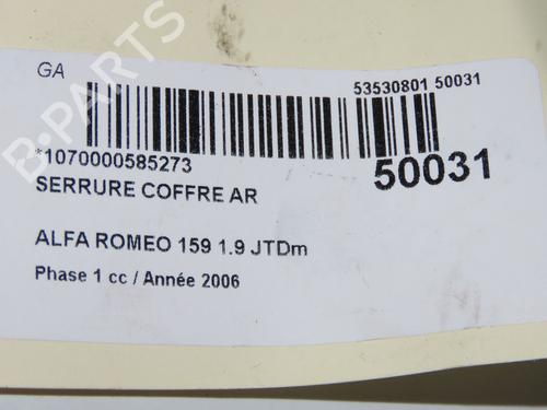 Used Tailgate lock ALFA ROMEO 159 (939_) 1.9 JTDM 16V (939AXC1B, 939AXC12) (150 hp) 31372119