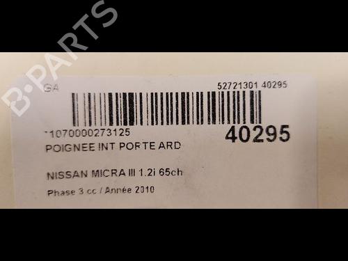 Used Rear right interior door handle NISSAN MICRA III (K12) 1.2 16V (65 hp) 9612884