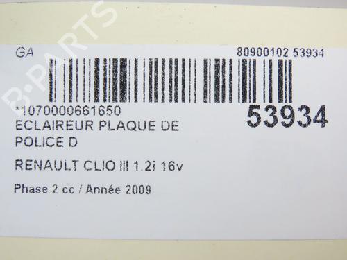 Lampa oświetlenia tablicy rejestracyjnej RENAULT CLIO III (BR0/1, CR0/1) 1.2 16V (BR02, BR0J, BR11, CR02, CR0J, CR11) | BP29263824I40 