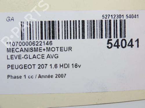 Front left window mechanism PEUGEOT 207 (WA_, WC_) 1.6 HDi | BP28285094C22 