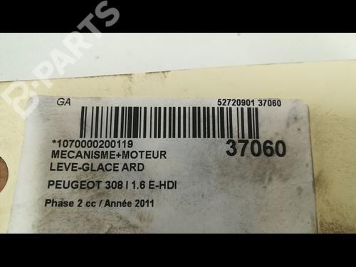 Rear right window mechanism PEUGEOT 308 I (4A_, 4C_) 1.6 HDi | BP9603871C25 