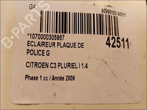 Nummerpladelys CITROËN C3 Pluriel (HB_) 1.4 HDi (68 hp) 14880776