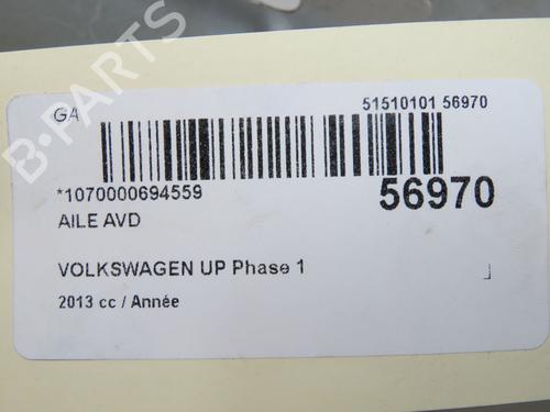Aleta delantera derecha Aleta delantera derecha VW UP! (121, 122, BL1, BL2, BL3, 123) 1.0 (75 hp) 37226013 37226013