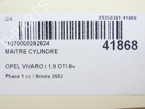 Used Brake master cylinder OPEL VIVARO A Van (X83) 1.9 DTI (F7) (101 hp) 9614440