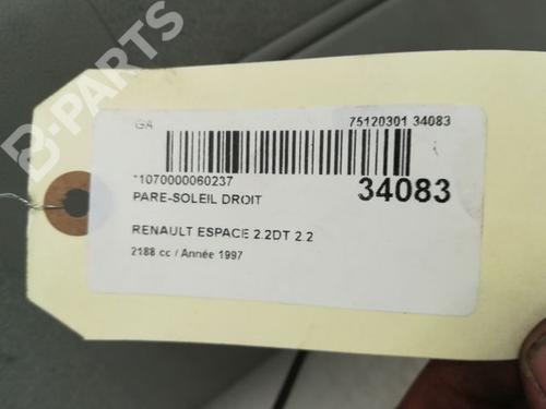 Right sun visor RENAULT ESPACE III (JE0_) 2.2 12V TD (JE0E, JE0H, JE0P) | BP9594929I2 