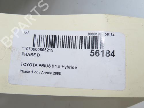 Used Right headlight Right headlight TOYOTA PRIUS Liftback (_W2_) 1.5 Hybrid (NHW20_, NHW20R) (112 hp) 31936025 31936025