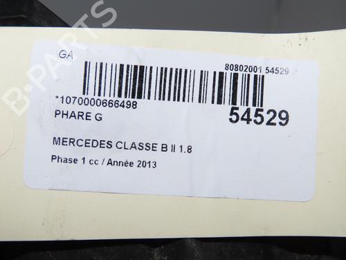 Used Left headlight Left headlight MERCEDES-BENZ B-CLASS Sports Tourer (W246, W242) B 180 CDI (246.200) (109 hp) 36246814 36246814