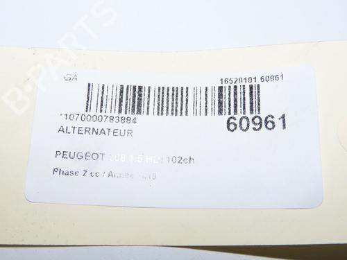 Used Alternator Alternator PEUGEOT 208 I (CA_, CC_) 1.5 BlueHDI 100 (102 hp) 39937929 39937929