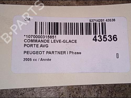 Used Left front window switch PEUGEOT PARTNER Box Body/MPV (5_, G_) 2.0 HDi (90 hp) 23176554