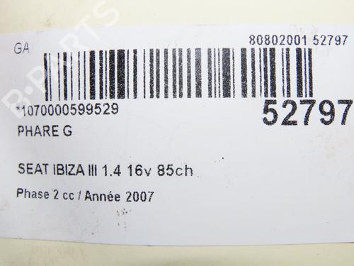left-headlight-seat-ibiza-iii-6l1-2002-2003-2004-2005-2006-2007-2008-2009-31121166 main image