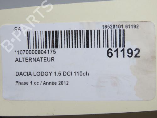 Alternator DACIA LODGY (JS_) 1.5 dCi (JSMC, JSAF) | BP38942619M7 - Image 9