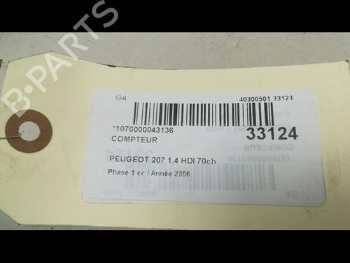 Used Instrument cluster PEUGEOT 207 (WA_, WC_) 1.4 HDi (68 hp) 9596314