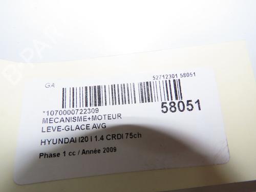 Used Front left window mechanism Front left window mechanism HYUNDAI i20 I (PB, PBT) 1.4 CRDi (75 hp) 33998832 33998832