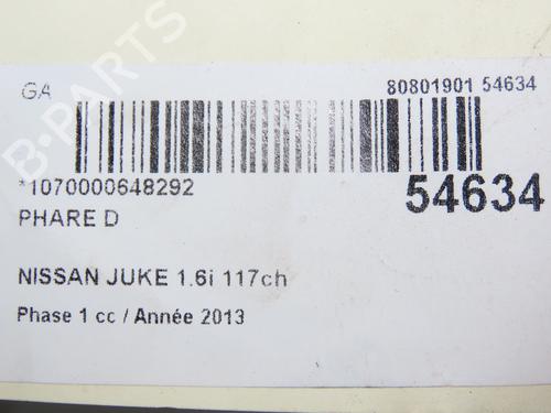 Right headlight NISSAN JUKE (F15) 1.6 | BP31121151C29 