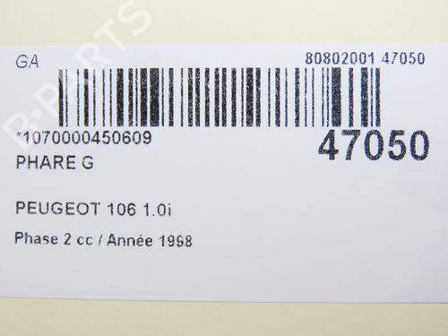 Used Left headlight PEUGEOT 106 I (1A, 1C) 1.0 (50 hp) 28832512