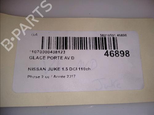 Used Front right door window NISSAN JUKE (F15) 1.5 dCi (110 hp) 14880304