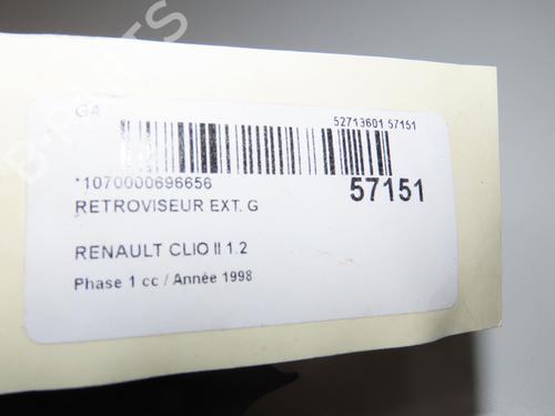 Used Left mirror Left mirror RENAULT CLIO II (BB_, CB_) 1.2 (BB0A, BB0F, BB10, BB1K, BB28, BB2D, BB2H, CB0A,... (58 hp) 33711699 33711699