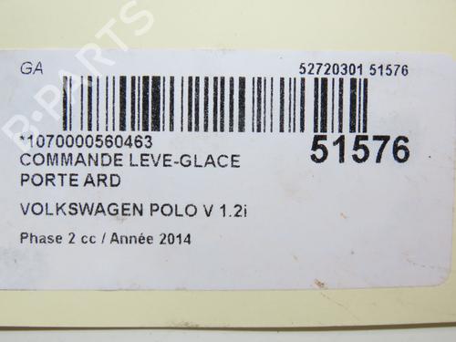 Used Right rear window switch VW POLO V (6R1, 6C1) 1.2 TSI 16V (90 hp) 28968909