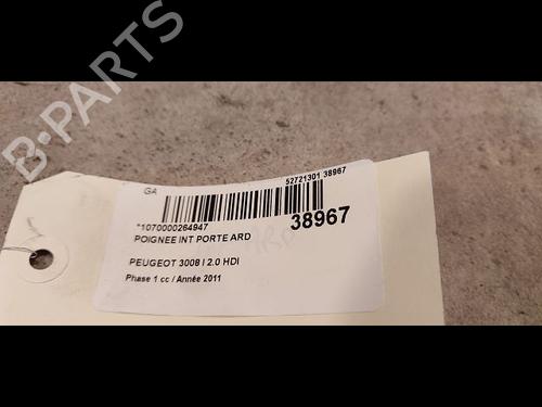 Used Rear right interior door handle PEUGEOT 3008 I MPV (0U_) 2.0 HDi 150 / BlueHDi 150 (150 hp) 9612029