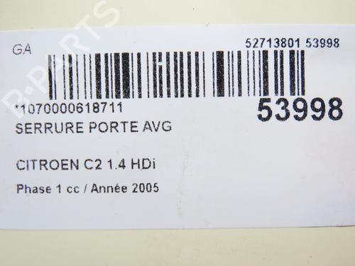 Front left lock CITROËN C2 (JM_) 1.4 HDi | BP28968852C98 