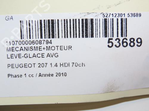 Used Front left window mechanism Front left window mechanism PEUGEOT 207 (WA_, WC_) 1.4 HDi (68 hp) 28968515 28968515