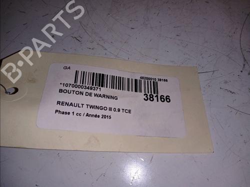 Used Warning switch RENAULT TWINGO III (BCM_, BCA_) 0.9 TCe 90 (BCM9, BCM2) (90 hp) 10145091