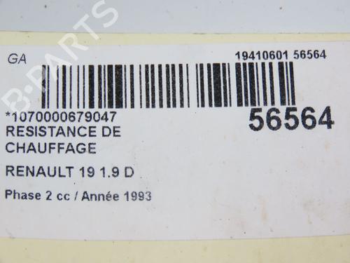 Used Heater resistor RENAULT 19 I (B/C53_) 1.9 D (B/C534, B/C53J) (64 hp) 30652498