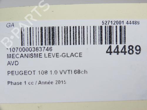 Used Front right window mechanism PEUGEOT 108 1.0 VTi (69 hp) 12065687